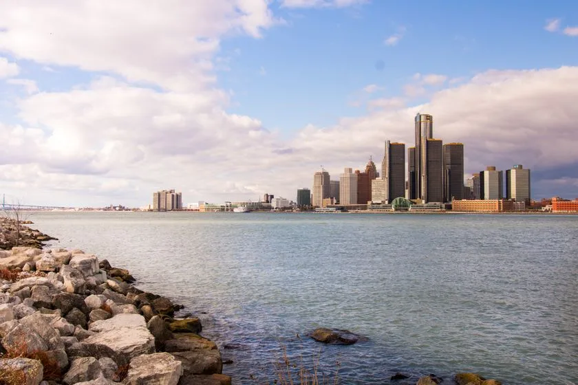 An image of Detroit super imposed with the text "Detroit"
