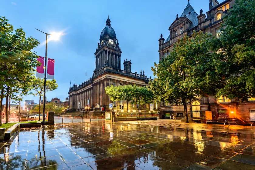 An image of Leeds super imposed with the text "Leeds"